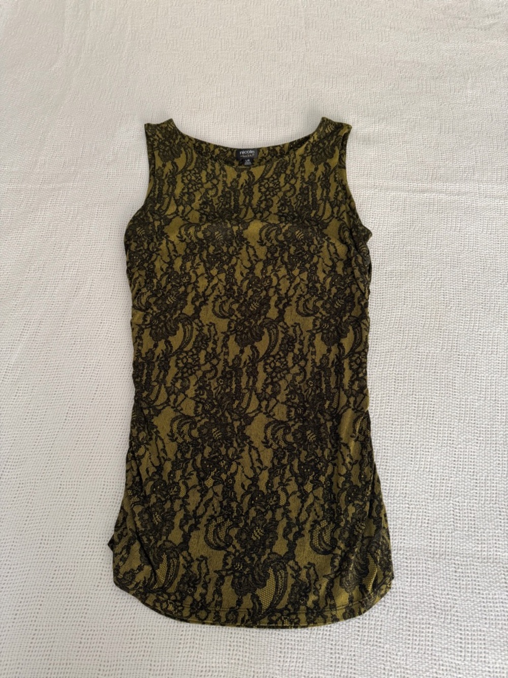 Nicole by Nicole Miller Olive Tank with Black Lace